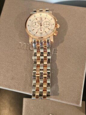 NWT Michele Sport Sail Two-Tone Swiss Chronograph Watch Full Set Box + Papers